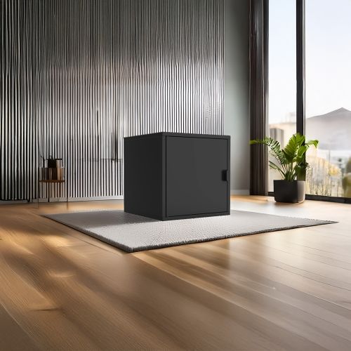 TerraGuard Tek Kapaklı Küp Metal Dolap – Siyah