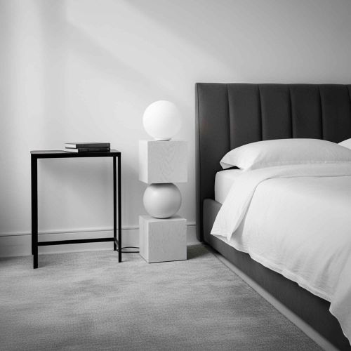 Sphere Masif Ahşap & Küre Lambader – Beyaz