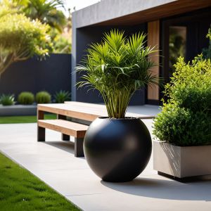 Aura Sphere Fiber Küre Saksı – Orta Boy – Siyah