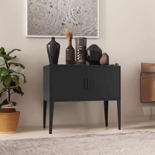 TerraGuard Çift Kapaklı Metal Dolap – Siyah