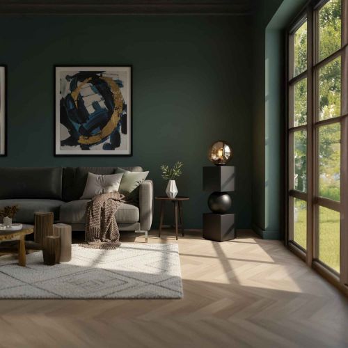 Sphere Masif Ahşap & Küre Lambader – Siyah