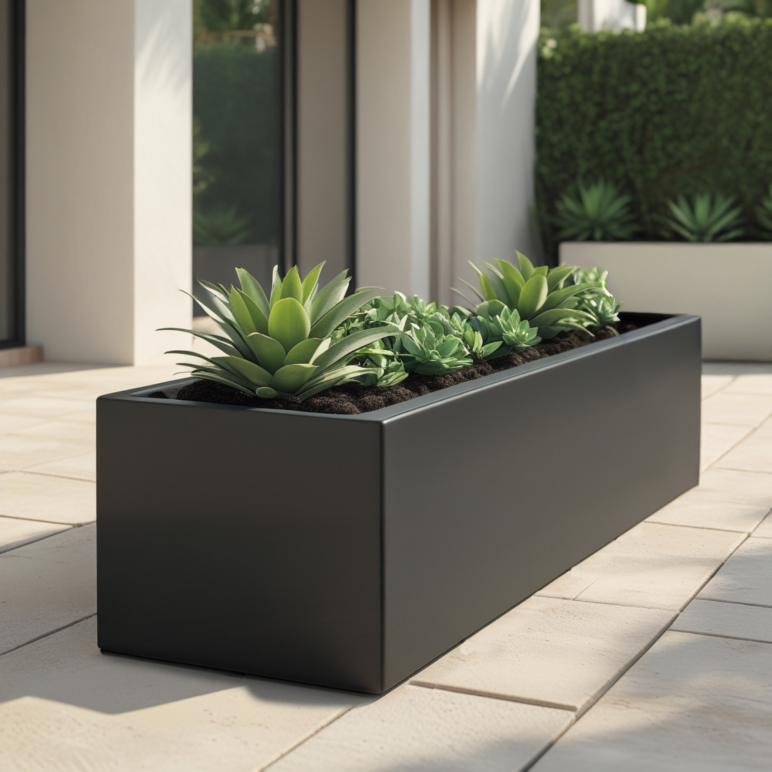 Aura Recta Fiber Dikdörtgen Saksı – 100x30x30 cm